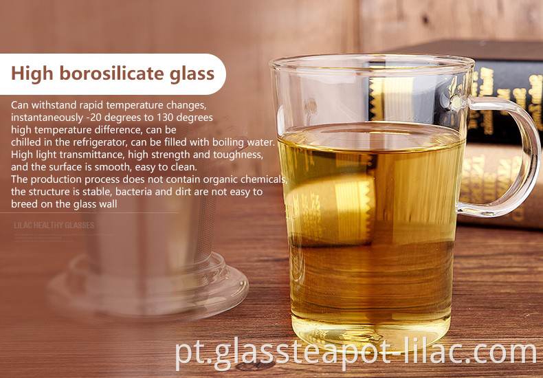 Lilac amostra grátis 480ml / 500ml fabricante fornecedor atacadista copo personalizado chá verde canecas de vidro transparente de luxo com tampa e infusor